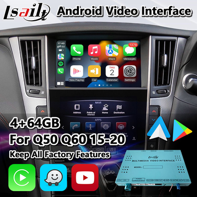 Infiniti Q50 Q60 Q50s 2015-2020 এর জন্য 4+64GB Lsailt Android Carplay মাল্টিমিডিয়া ভিডিও ইন্টারফেস