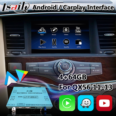 ইনফিনিটি QX56 2010-2013 এর জন্য 4GB RAM অ্যান্ড্রয়েড ভিডিও ইন্টারফেস GPS নেভিগেশন