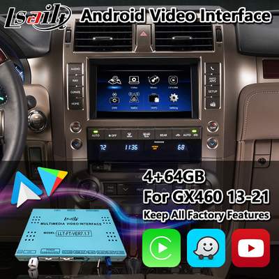 ওয়্যারলেস কারপ্লে জিপিএস নেভিগেশন সহ Lexus GX460 Android মাল্টিমিডিয়া ভিডিও ইন্টারফেস