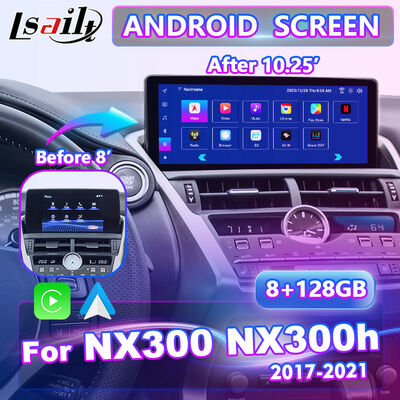 Lsailt 10.25 ইঞ্চি অ্যান্ড্রয়েড কারপ্লে মাল্টিমিডিয়া ভিডিও ইন্টারফেস স্ক্রিন 2017-2021 লেক্সাস এনএক্স 300h NX200 NX300 NX300h