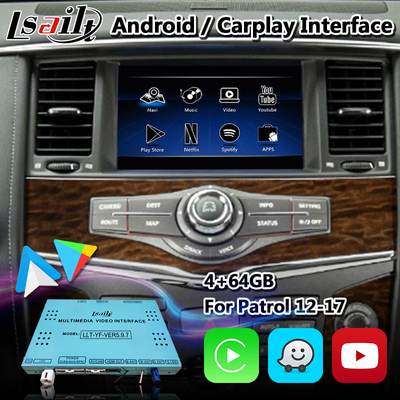 জিপিএস নেভিগেশন ইউটিউবের সাথে নিসান পেট্রোল Y62 2011-2017 এর জন্য Lsailt Android Carplay ইন্টারফেস
