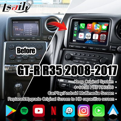 4+64GB ওয়্যারলেস কারপ্লে, আপগ্রেড ডিসপ্লে সহ GT-R GTR R35 এর জন্য Lsailt কার মাল্টিমিডিয়া স্ক্রীন