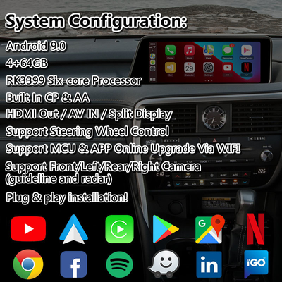 লেক্সাস RX350 RX450h RX200t RX350L RX450L RX AL20 2016-2019 এর জন্য Lsailt অ্যান্ড্রয়েড ভিডিও ইন্টারফেস