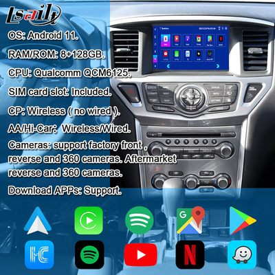 Nissan Pathfinder R52 2018-Patrol Carplay অ্যান্ড্রয়েড অটো ওয়্যারলেস মডিউলের জন্য Lsailt 8GB অ্যান্ড্রয়েড মাল্টিমিডিয়া ইন্টারফেস