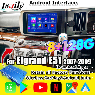 Nissan Elgrand E51 সিরিজ 3 এর জন্য Lsailt 8G অ্যান্ড্রয়েড স্মার্ট ইনফোটেইনমেন্ট মডিউল সমর্থন CarPlay, ইউটিউব, হেডরেস্ট স্ক্রিন