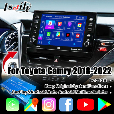 টয়োটা ক্যামরি 2018-2021 RAV-4, সিয়েনা জন্য এলসেল্ট অ্যান্ড্রয়েড 13 ভিডিও ইন্টারফেস অ্যান্ড্রয়েড মাল্টিমিডিয়া সিস্টেমের সাথে OEM স্ক্রিন আপগ্রেড ইউটিউব, নেটফ্লিক্স অন্তর্ভুক্ত