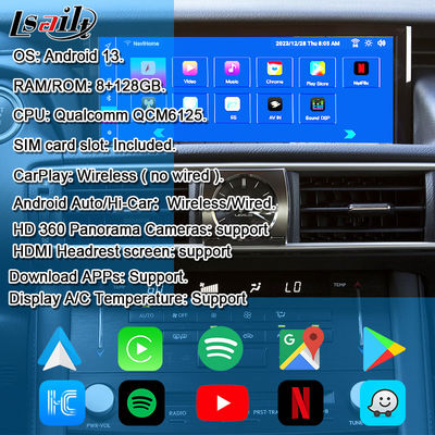 Android 13 Android স্ক্রিন 10.25 ইঞ্চি মাল্টিমিডিয়া ডিসপ্লে লেক্সাস IS200T IS300H 2015-2020 এর জন্য WIFI, HDMI, ব্লুটুথ, ওয়্যারলেস কারপ্লে সহ