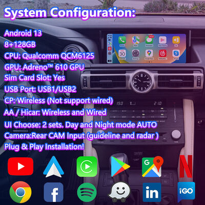 Lexus RC 300h 350 300 F Sport 2018-2023 এর জন্য Lsailt Android Carplay ভিডিও ইন্টারফেস