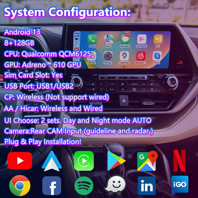 2020-वर्तमान टोयोटा हाईलैंडर के लिए Lsailt Android कार नेविगेशन मल्टीमीडिया वीडियो इंटरफ़ेस
