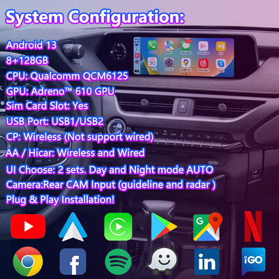 2018-2021 এর জন্য Lsailt Android Carplay মাল্টিমিডিয়া স্ক্রীন Lexus UX 300e UX200 UX250h UX300e