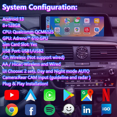 2016-2019 এর জন্য Lsailt Android Carplay মাল্টিমিডিয়া ইন্টারফেস স্ক্রীন Lexus RX Knob RX350 RX450h RX200t RX300
