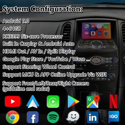 ওয়্যারলেস অ্যান্ড্রয়েড অটো সহ Infiniti EX30D EX35 EX37-এর জন্য Lsailt Android Carplay ইন্টারফেস