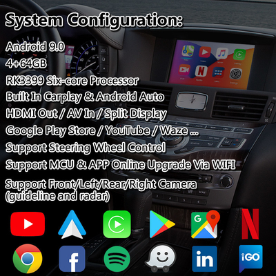 NetFlix Yandex এর সাথে Infiniti M37S M37 M35 M45 এর জন্য Lsailt Carplay Android মাল্টিমিডিয়া ইন্টারফেস